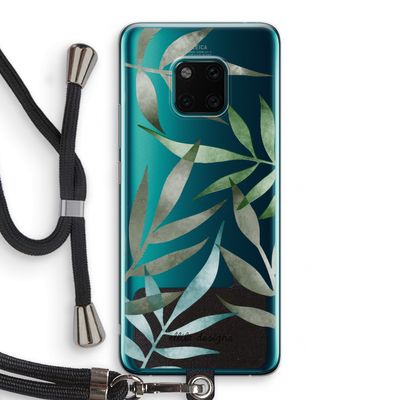 Tropical watercolor leaves: Huawei Mate 20 Pro Transparant Hoesje met koord