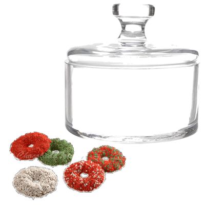 Glazen kerstkransjes snoeppot 13 x 12 cm met deksel Glazen kerstkransjes snoeppot 13 x 12 cm met deksel