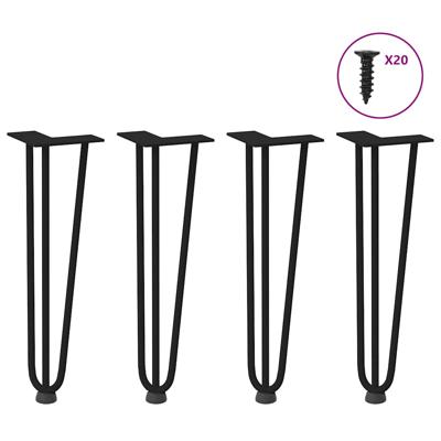 Haarspeld tafelpoten 4 st 42 cm massief staal zwart