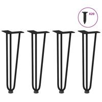 Haarspeld tafelpoten 4 st 42 cm massief staal zwart