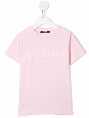 Balmain Kids t-shirt à logo imprimé - Rose