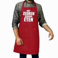 Keukenschort - BBQ - niet zeuren gewoon eten - volwassenen - rood - cadeau