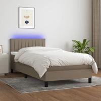 Boxspring met matras en LED stof taupe 90x190 cm
