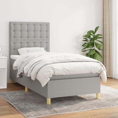 Boxspring met matras stof lichtgrijs 80x200 cm