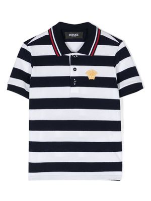 Versace Kids polo en coton Nautical Stripe - Bleu