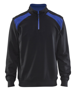 Blåkläder Sweatshirt bicolour met halve rits 33531158 | Zwart/Korenblauw | Maat M - 7330509456286