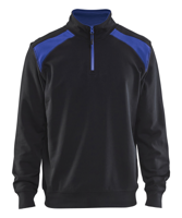 Blåkläder Sweatshirt bicolour met halve rits 33531158 | Zwart/Korenblauw | Maat M - 7330509456286