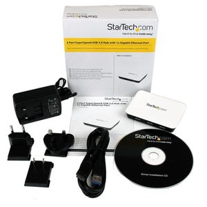 StarTech.com USB 3.0 naar gigabit Ethernet NIC netwerkadapter met 3-poorts hub wit