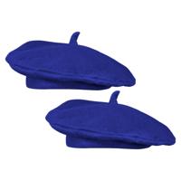 Verkleed hoed - 2x - baret - blauw - polyester - franse baret - frans - landen thema