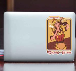 Stickers voor laptop Jaren 70 omgaan met stress