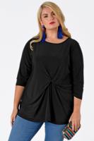 Yoek Shirt met knoop | Zwart | Maat Plus