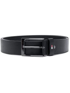 Tommy Hilfiger ceinture en cuir à plaque logo - Noir