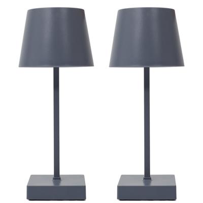 LED tafellamp - 2x - kunststof - grijs - touch - 26 cm - binnen