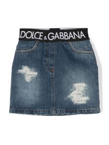 Dolce & Gabbana Kids minijupe en jean à patch logo - Bleu