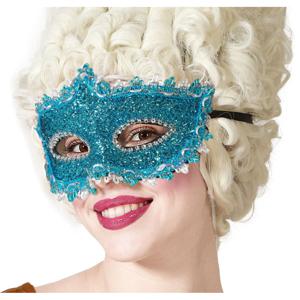 Verkleed gezichtsmasker Venetiaans - blauw met glitters - volwassenen - Carnaval/gemaskerd bal