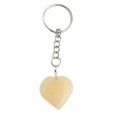 Edelsteen Sleutelhanger Gele Aventurijn Hart (25 mm)