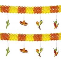 Boland Mexico fiesta party thema slingerz - Set van 2x stuks - 4 meter - Mexicaanse feestartikelen