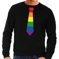 Gaypride regenboog stropdas sweater zwart voor heren - thumbnail