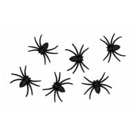 Chaks nep spinnen 8 cm - zwart glitter - 6x stuks -Â Horror/griezel thema decoratie beestjes   -