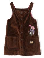 Dolce & Gabbana Kids robe à fleurs brodées - Marron