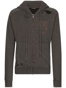 Dolce & Gabbana hoodie zippé à logo imprimé - Gris