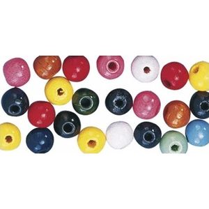 52x Houten kralen gekleurd 10 mm in verschillende kleuren   -