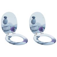 Zachte sluit toiletbril 2 pcs Grijs 44 x 38 cm MDF-plaat