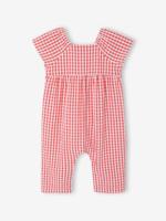 Vertbaudet meisjes jumpsuit met vlindermouwen rood, geruit