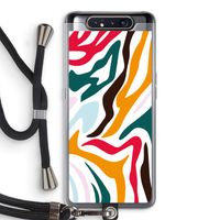 Colored Zebra: Samsung Galaxy A80 Transparant Hoesje met koord