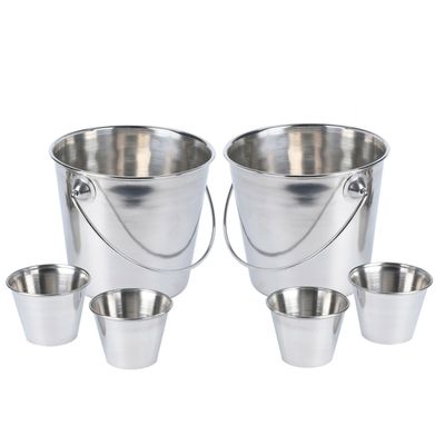 Frietbak/patat serveeremmer set - 12-delig - RVS - 11 x 11 cm