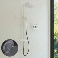 Regendouche set SaniClear Vision Curved | Opbouw | 20x30 cm | Mengkraan | Incl.Handdoucheset | Chroom