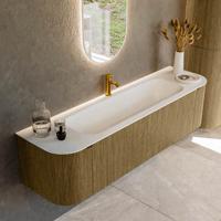Badmeubel Mondiaz Kurve | 170 cm cm | Meubelkleur Dusk | Wastafelkleur Talc | Solid surface | Wasbak midden spoelbak | 1 kraangat