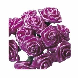 Rayher Decoratie roosjes satijn - bosje van 12x - paars - 12 cm   -
