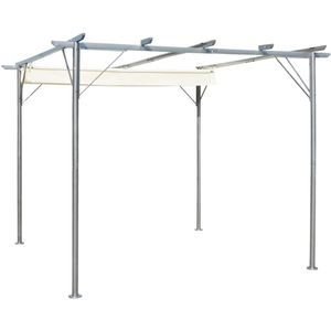 VidaXL Pergola met uitschuifbaar dak 3x3 m staal crémewit