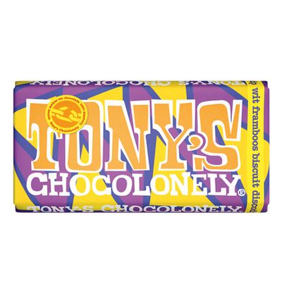 Tony&apos;s Chocolonely - Wit framboos biscuit discodip - 180g