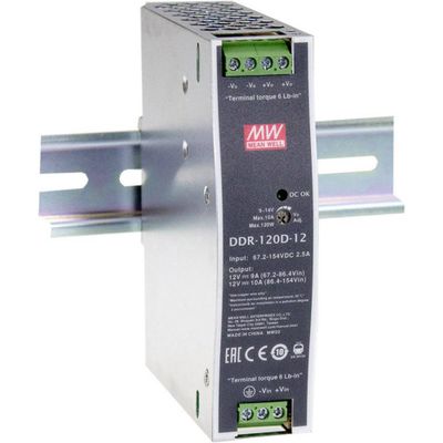MEAN WELL DDR-120A-12 DIN-rail DC/DC-converter 12 V/DC 8.3 A 99.6 W Aantal uitgangen:1 x Inhoud 1 stuk(s)