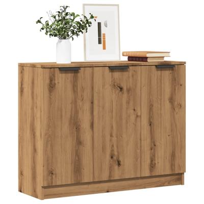 Dressoir 90,5x30x70 cm bewerkt hout artisanaal eikenkleur