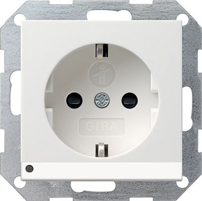 Gira stopcontact met witte LED verlichting kinderveilig zuiver wit glanzend 417003