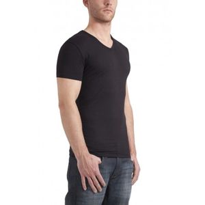 Garage T-Shirt V-neck Slimfit Black  Stretch (art 0202)