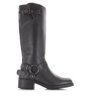 POELMAN Poelman - Hoge leren biker boots met rit Zwart Leer Cowboy laarzen Dames - thumbnail