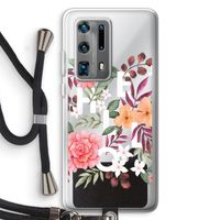 Hello in flowers: Huawei P40 Pro Plus Transparant Hoesje met koord
