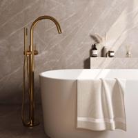 Brauer Gold Edition Staande Badkraan - handdouche staaf 1 stand -2 gladde knoppen - PVD - geborsteld goud 5-GG-259