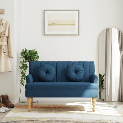 Bankje met kussens 113x64,5x75,5 cm stof blauw