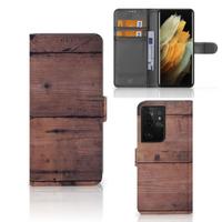 Samsung Galaxy S21 Ultra Book Style Case Old Wood