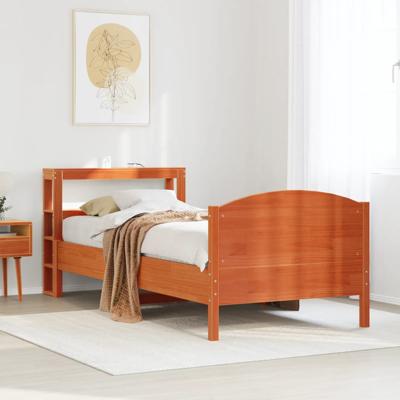 Bedframe zonder matras massief grenenhout wasbruin 100x200 cm