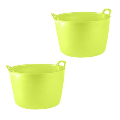Flexibele kuip of emmer - 2x - groen - 75 liter - stevig kunststof - 58 x 55 cm - Extra groot