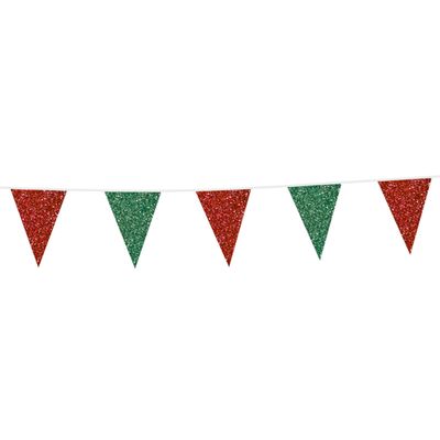 Glitter Vlaggenlijn Rood/Groen (6m)