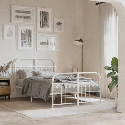 Bedframe met hoofd- en voeteneinde metaal wit 120x200 cm