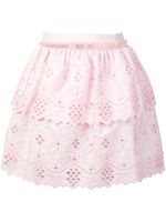 Alberta Ferretti minijupe en broderies anglaises - Rose - thumbnail