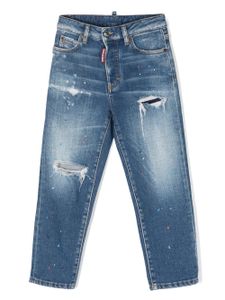 DSQUARED2 KIDS jean à effet taches de peinture - Bleu